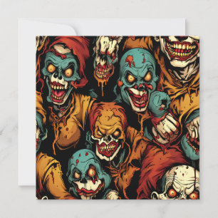 Cartes Pour Fêtes Annuelles Zombies de Clowns Effrayants Dégoûtants