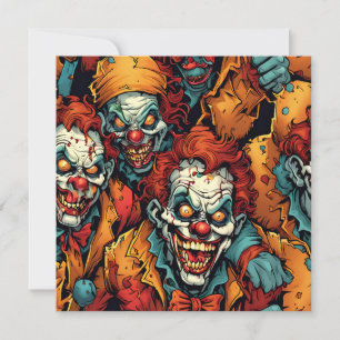 Cartes Pour Fêtes Annuelles Zombies de Clowns Effrayants Halloween