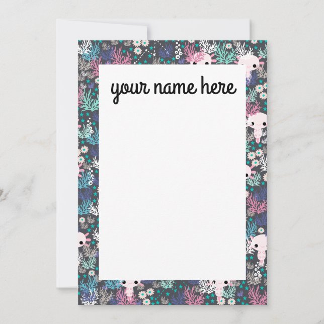 Cartes pour notes Axolotl personnalisés (Devant)