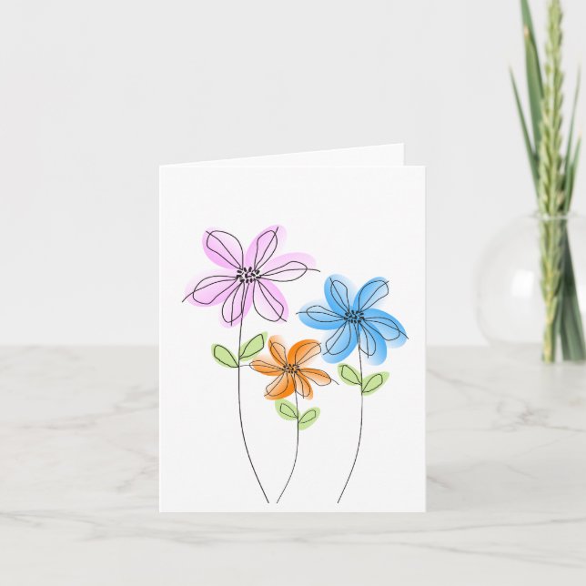Cartes pour notes de fleurs d'aquarelle (vierge) (Devant)