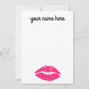 Cartes pour notes de lèvres roses personnalisées