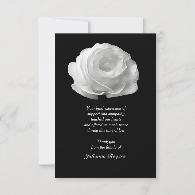 Cartes pour notes de Merci Bereavement Rose blanch (Devant)