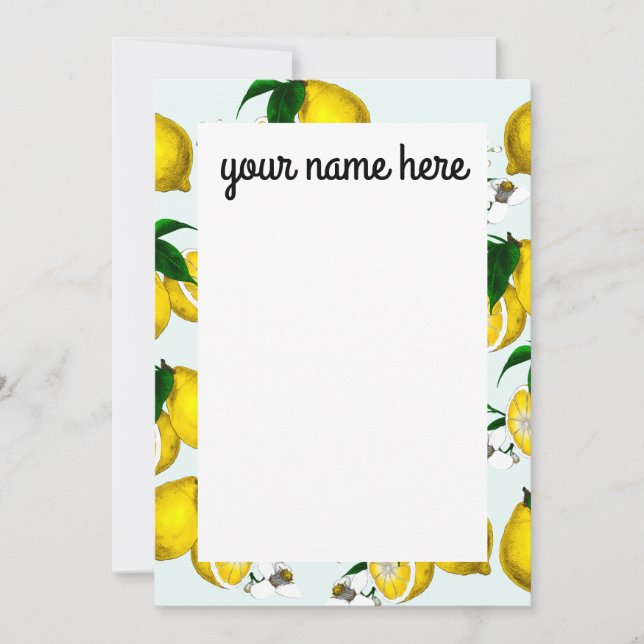 Cartes pour notes personnalisés au citron (Devant)