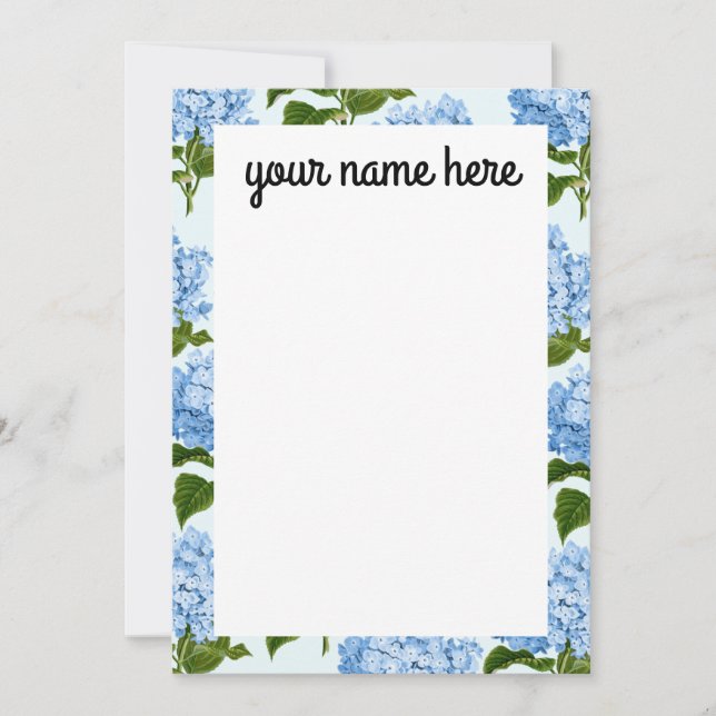 Cartes pour notes personnalisés de Blue Hydrangea (Devant)