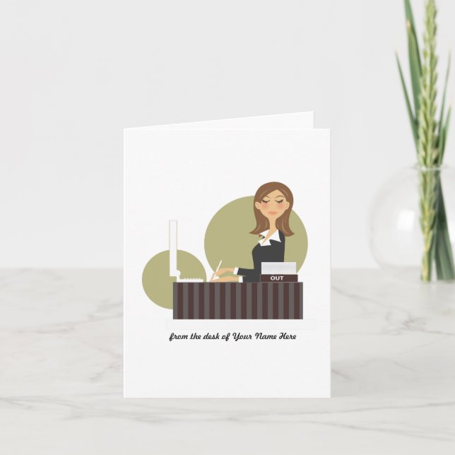 Cartes pour notes personnalisés Office Girl (Devant)