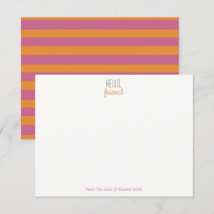 Cartes pour notes rayés rose et orange - Ensemble