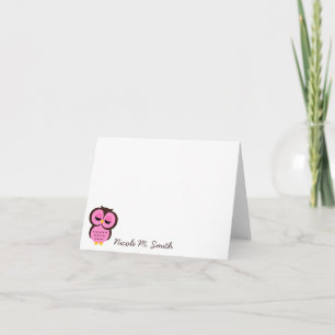 Cartes pour notes roses personnalisés de hibou