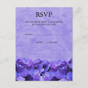 Cartes pourpres de réponse de l'hortensia RSVP