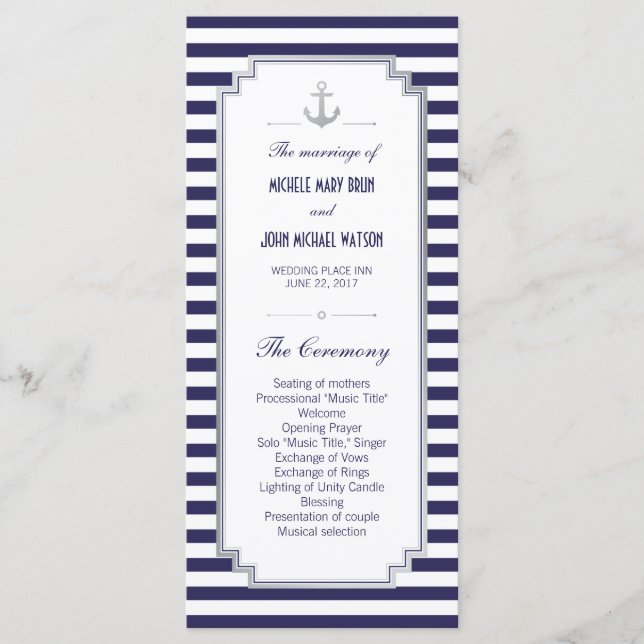 Cartes rack du programme personnalisé Mariage Naut (Devant)