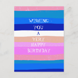 Cartes rayées colorées JOYEUX ANNIVERSAIRE PERSONN