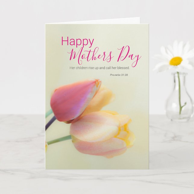 Cartes Religieuses de Fête des Mères avec Versets  (Petite plante)