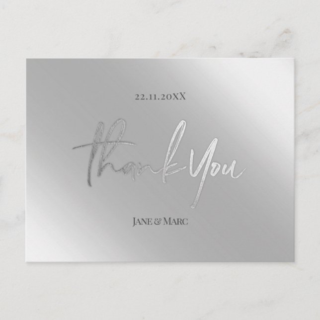 Cartes Remerciements Faux Silver Metal Foil Carte  (Devant)