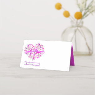 Cartes rose violet du coeur de la douche nuptiale