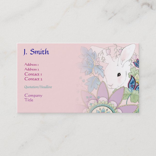 Cartes roses d'affaires/profil de lapin (Devant)