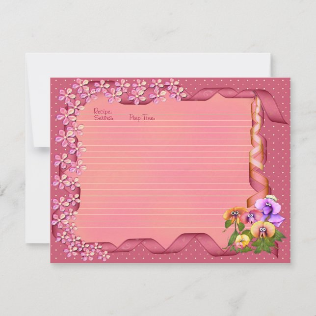 Cartes roses de recette de petit bouquet (Devant)