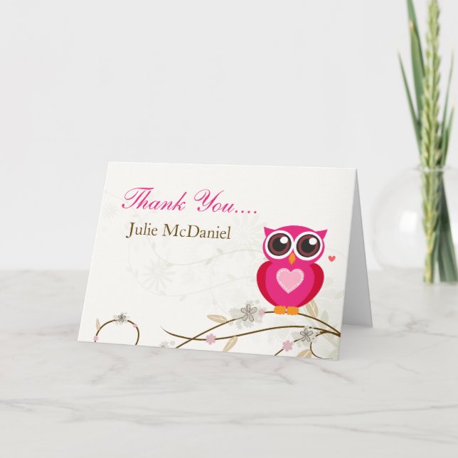 Cartes roses lunatiques de Merci de hibou (Devant)