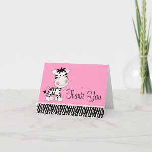 Cartes roses mignonnes de Merci de zèbre