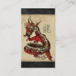 Cartes rouges chinoises de profil de dragon