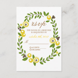 Cartes RSVP à fleurs à automne jaune