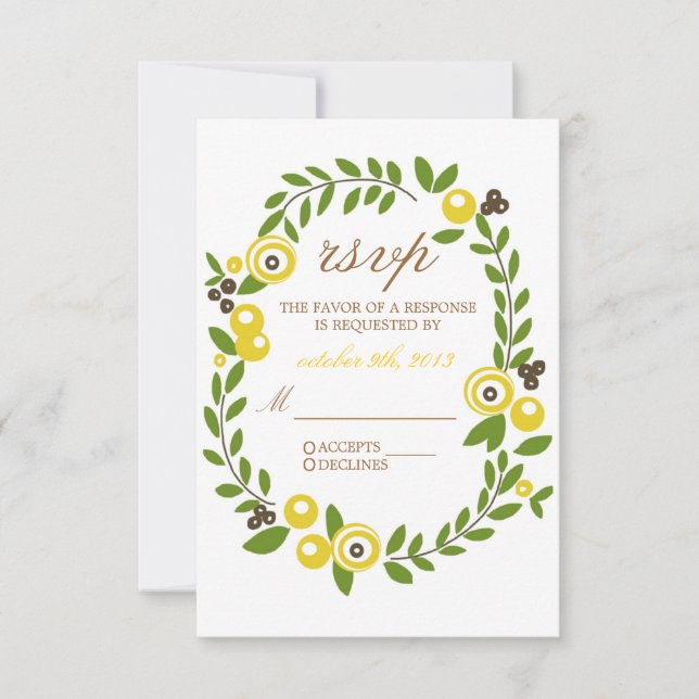 Cartes RSVP à fleurs à automne jaune (Devant)