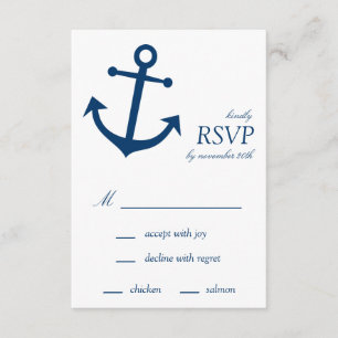 Cartes RSVP Ancre nautique (bleu marine)