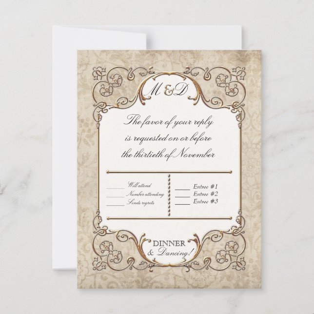 Cartes RSVP Art Nouveau Roaring 20s Style Déco (Devant)
