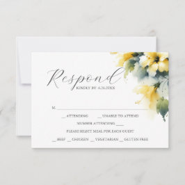 Cartes RSVP avec choix de repas bleu et jaune