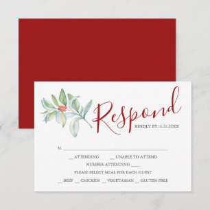 Cartes RSVP avec choix de repas rouge