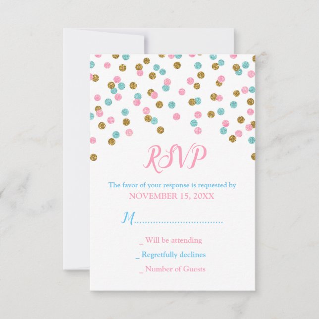 Cartes RSVP Baby shower en or rose (Devant)