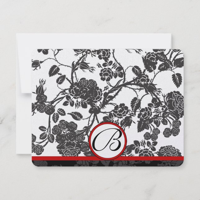 Cartes RSVP-Black Rose Red Trim - motif passé (Devant)