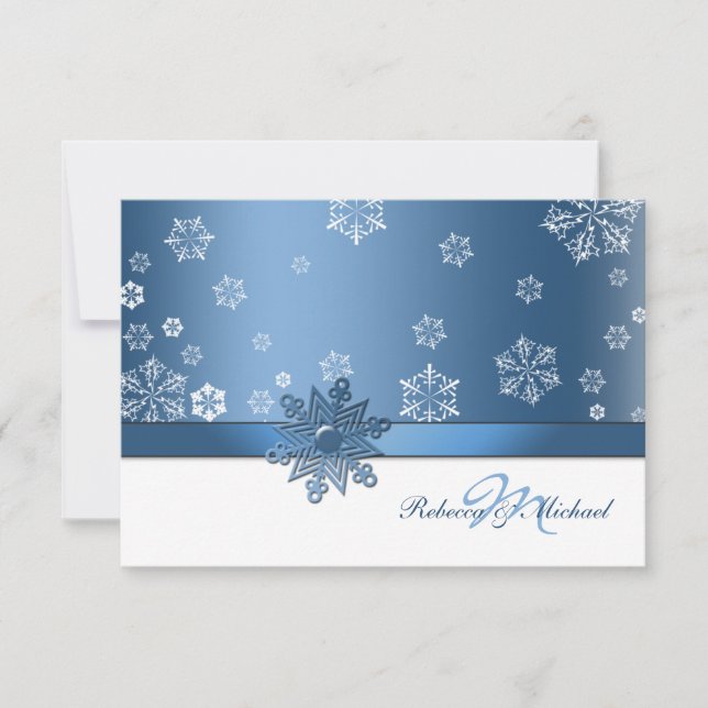 Cartes RSVP Blue et White Winter Snowfalks (Devant)