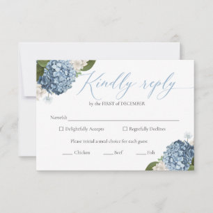 Cartes RSVP Blue Hydrangea Wedding