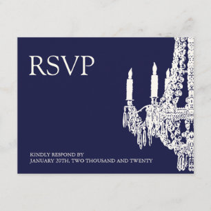 Cartes RSVP Chandelier bleu minuit