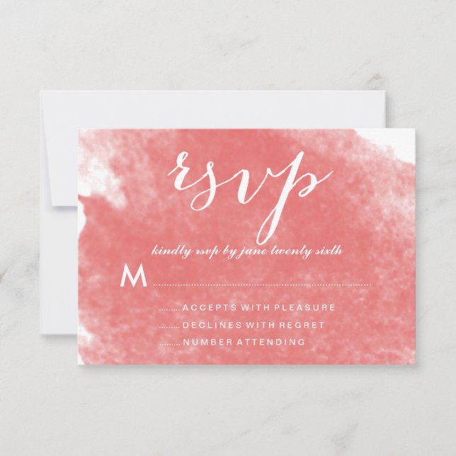 CARTES RSVP CHIC CORAL WATERCOLOR MARIAGE (Devant)