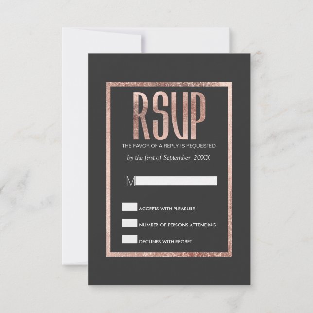 Cartes RSVP Chic Faux Rose Gold (Devant)