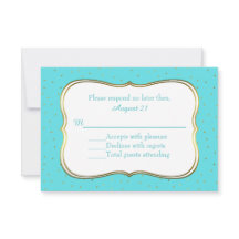 Cartes RSVP Chic Robins Oeuf Bleu et Mariage Or