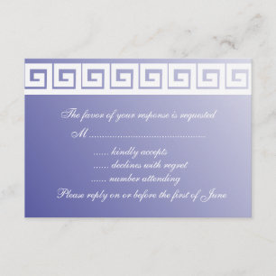 Cartes RSVP clés grecques bleu et blanc