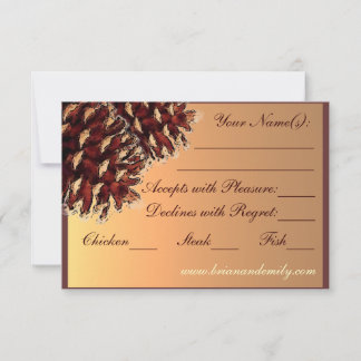 Cartes RSVP de cone de pin à thème d'automne rusti