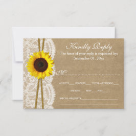 Cartes RSVP de la collection Kraft & Lace Sunflowe