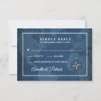 Cartes RSVP de la marine et de la boussole Vintage