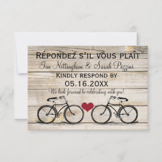 Cartes RSVP de mariage à vélo vintage