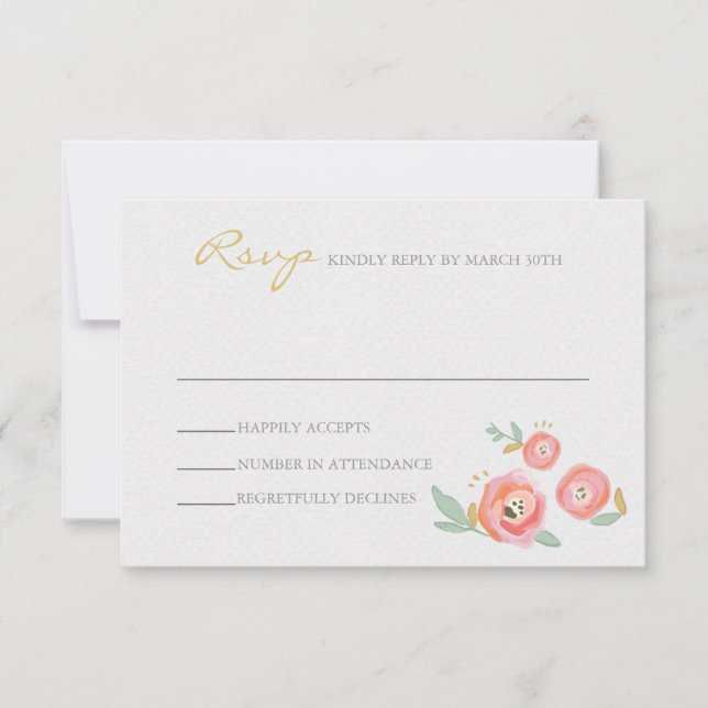Cartes RSVP de mariage aquarelle (Devant)