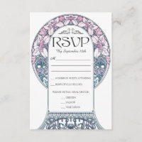 Cartes RSVP de mariage Art Nouveau coloré (Set #8)