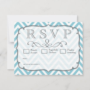 Cartes RSVP de mariage blanc bleu ciel vintage