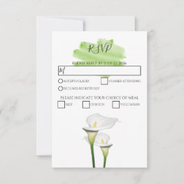 Cartes RSVP de mariage blanc Calla Lilies Aquarell