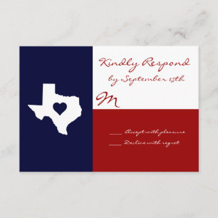 Cartes RSVP de mariage blanc rouge du Texas