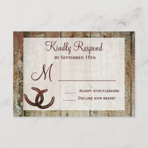 Cartes RSVP de Mariage campagnard en fer à cheval 