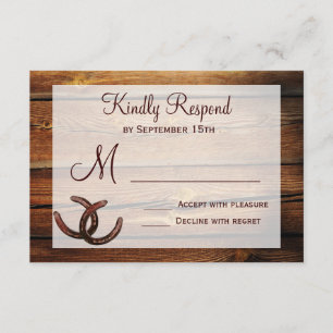 Cartes RSVP de Mariage campagnard en fer à cheval 