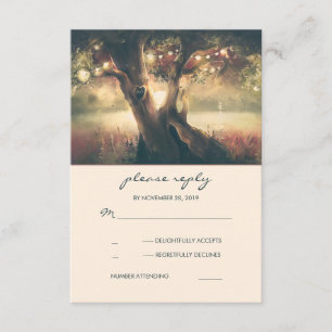 Cartes RSVP de mariage Carved Heart Tree
