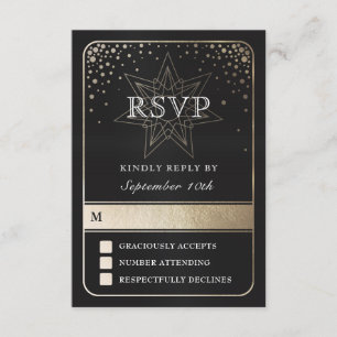 Cartes RSVP de Mariage Céleste (Or)